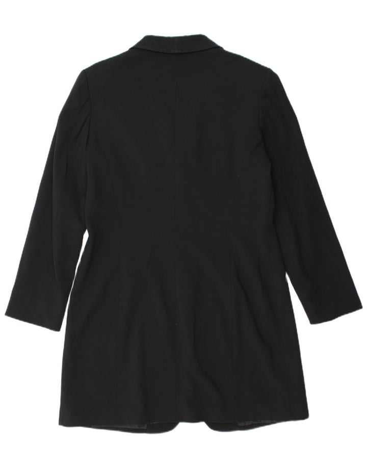 Vintage damska marynarka o przedłużonym fasonie, zapinana na 1 guzik, IT 46, duża czarna