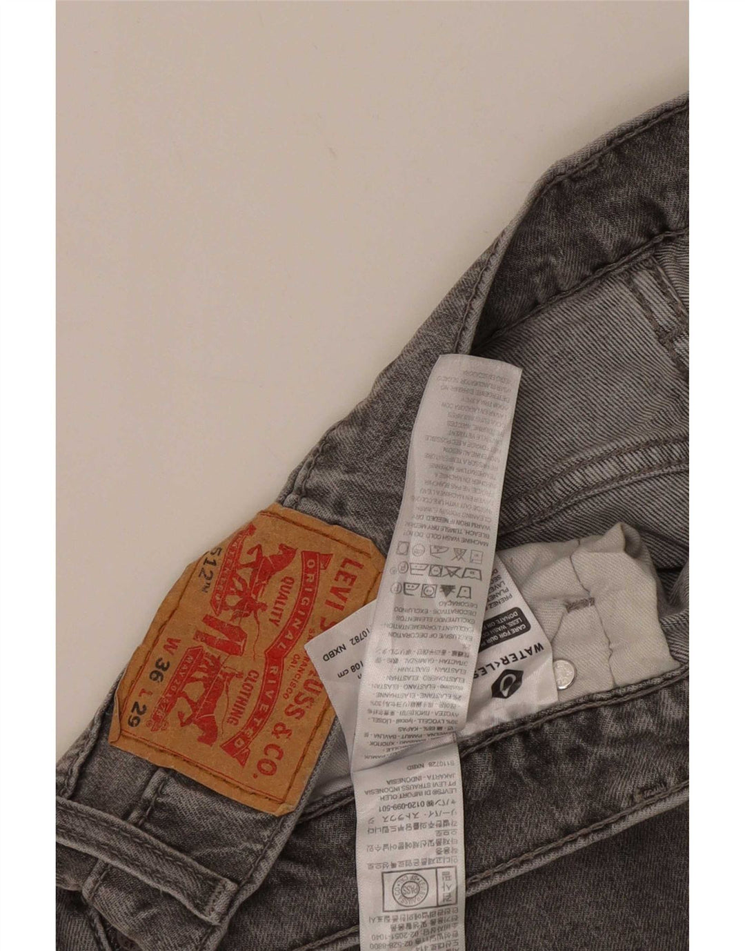 Levi's Mens 512 Slim Tapered Jeans W36 L29 Grey Cotton