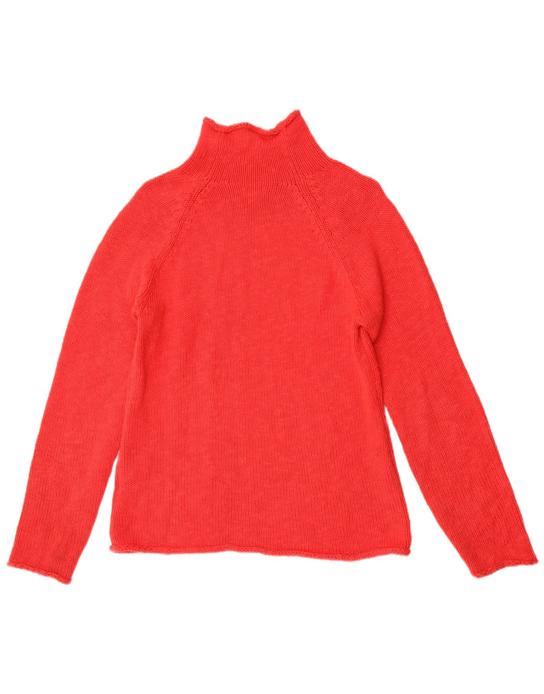 L.L.Bean Womens Turtle Neck Jumper Sweater UK 12 Medium Red Cotton