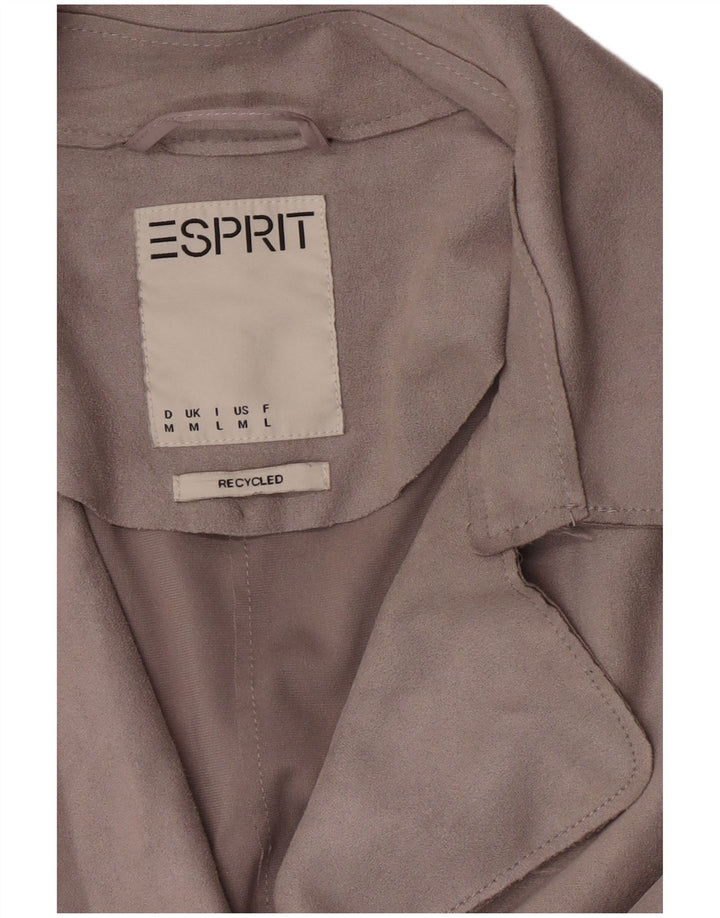 Esprit Damen-Trenchcoat aus Wildlederimitat, UK 14, Mittelgrau, Polyester