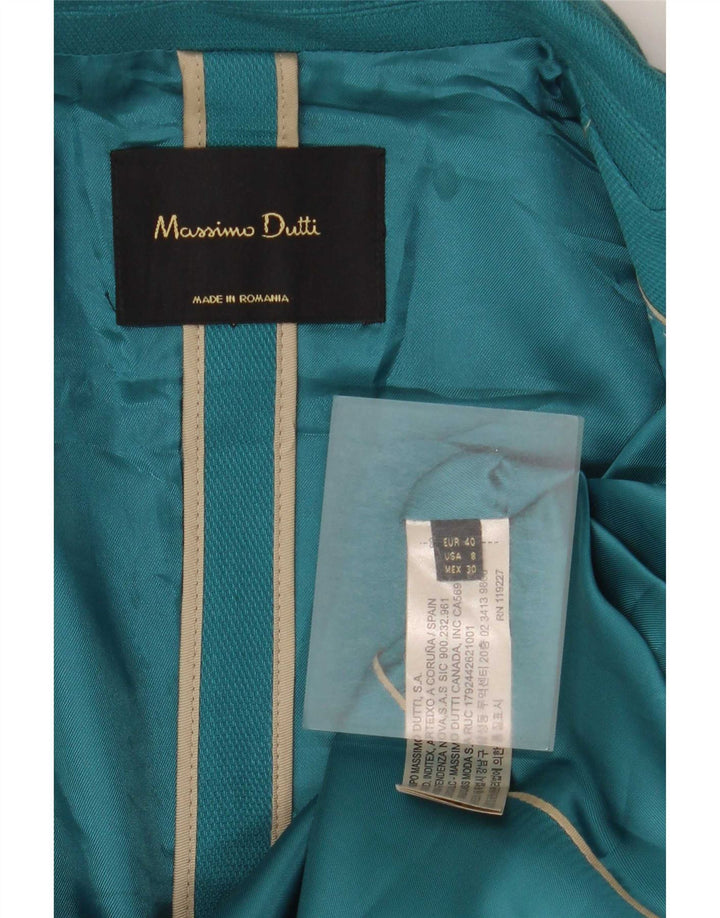 Massimo Dutti Veste Blazer 1 Bouton Femme EU 40 Bleu Moyen Coton