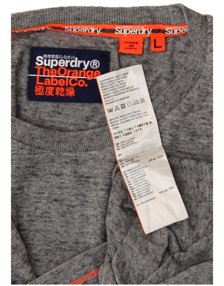 Superdry Mens T-Shirt Top Large Grey Flecked Cotton