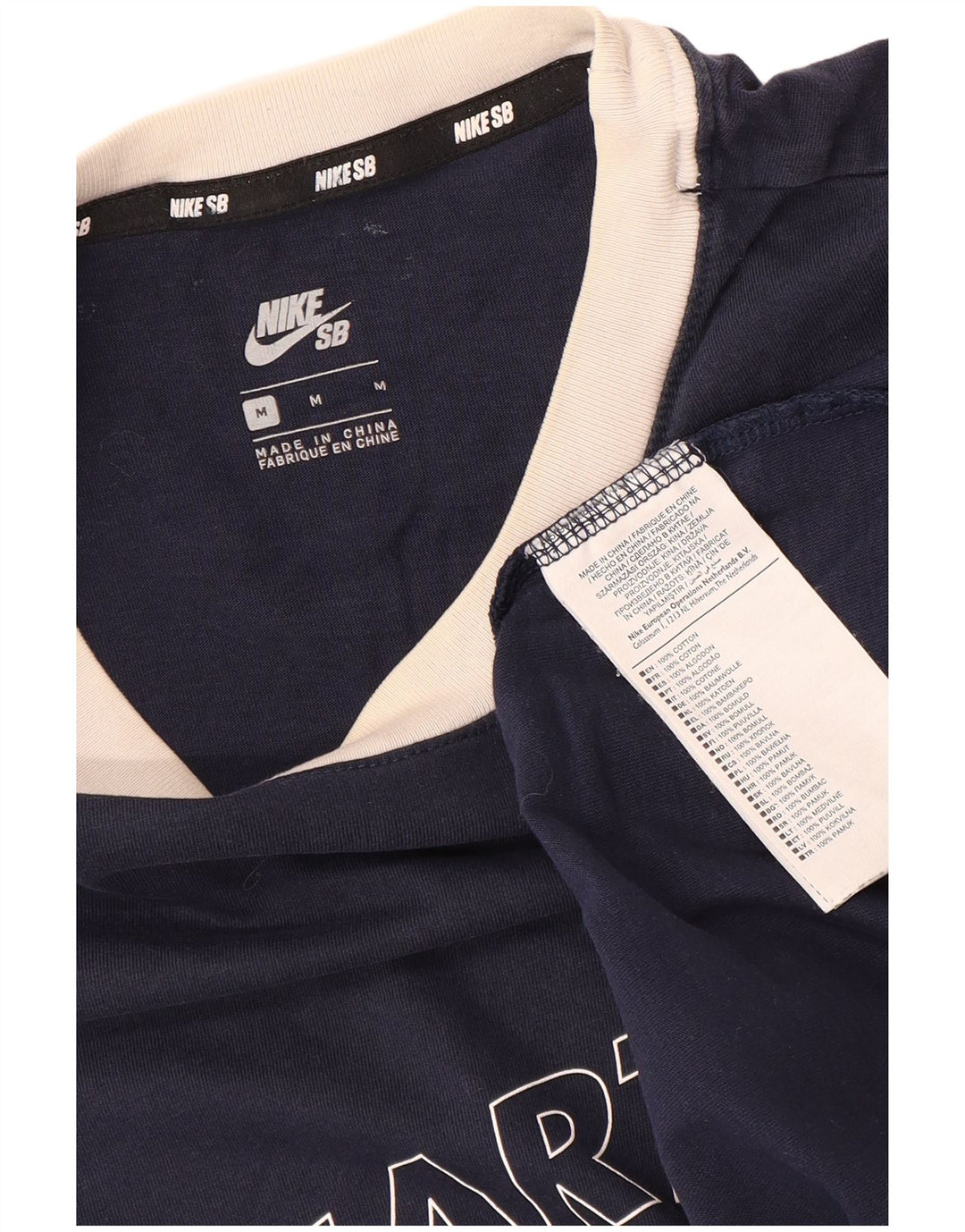 NIKE Mens Graphic T-Shirt Top Medium Navy Blue Cotton