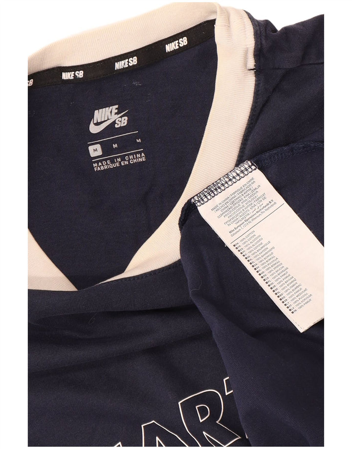 NIKE Mens Graphic T-Shirt Top Medium Navy Blue Cotton