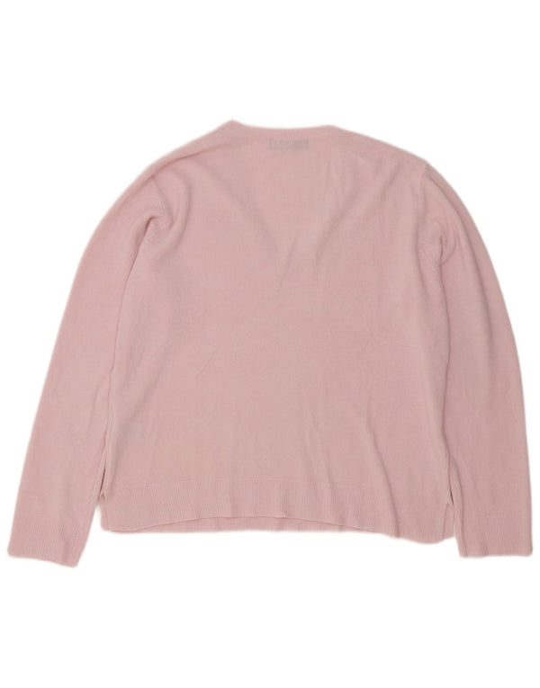 Marks & Spencer Dame V-hals sweater UK 14 Stor Pink Akryl