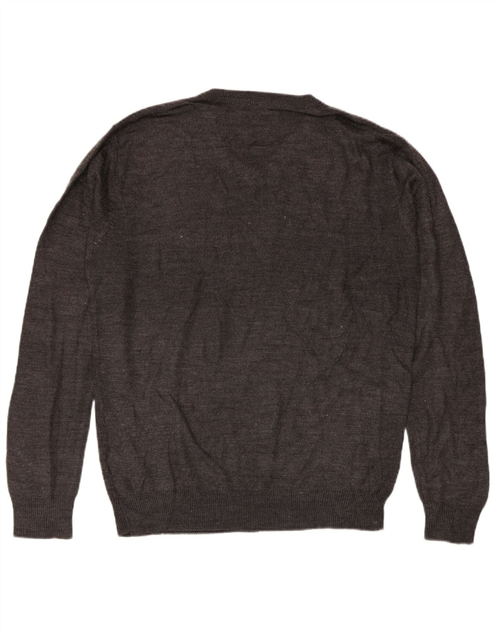 PIERRE CARDIN Mens V-Neck Jumper Sweater Medium Grey Acrylic