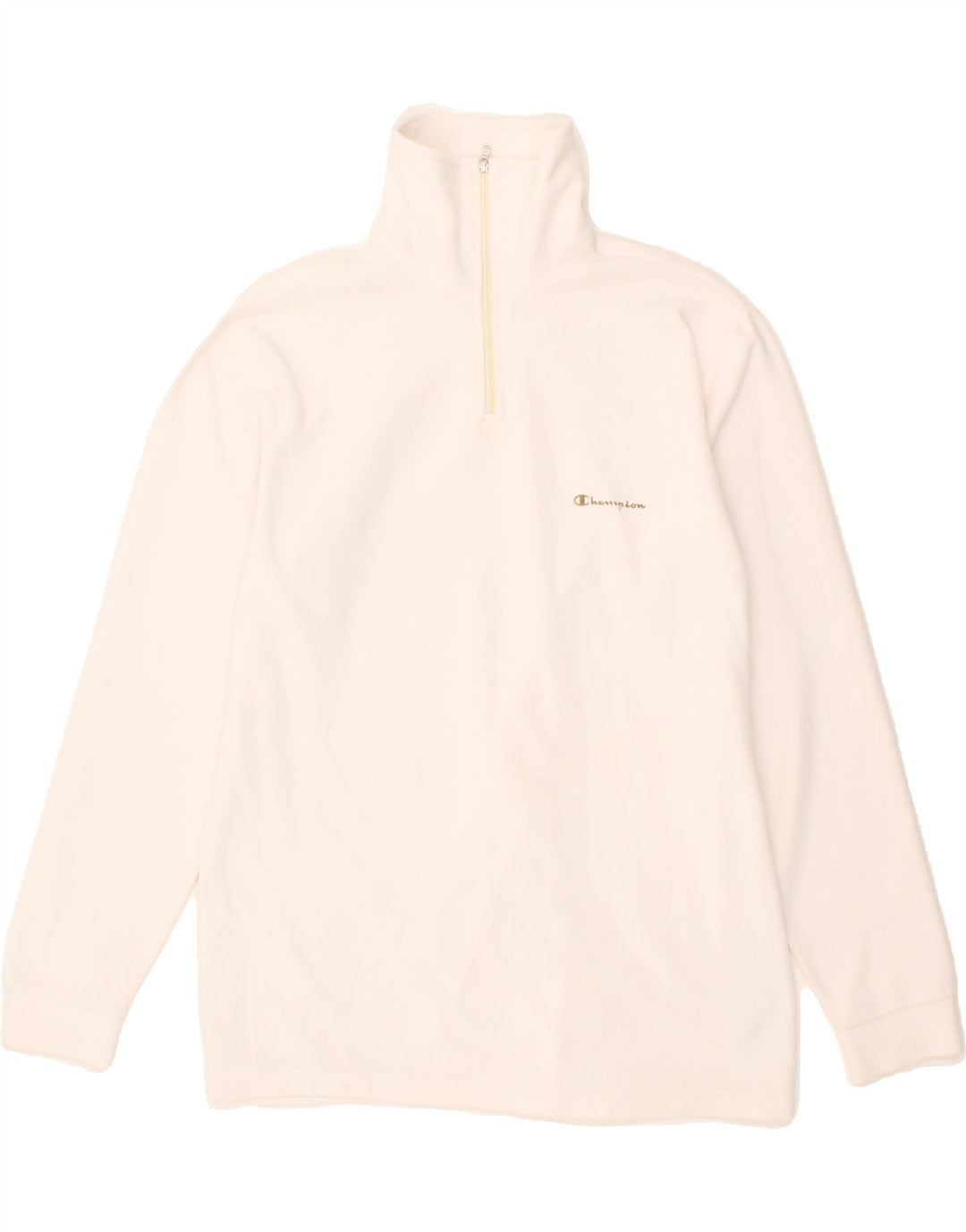 CHAMPION Womens Zip Neck Fleece Jumper UK 16 Large White Polyester Vintage Champion and Second-Hand Champion from Messina Hembry 
