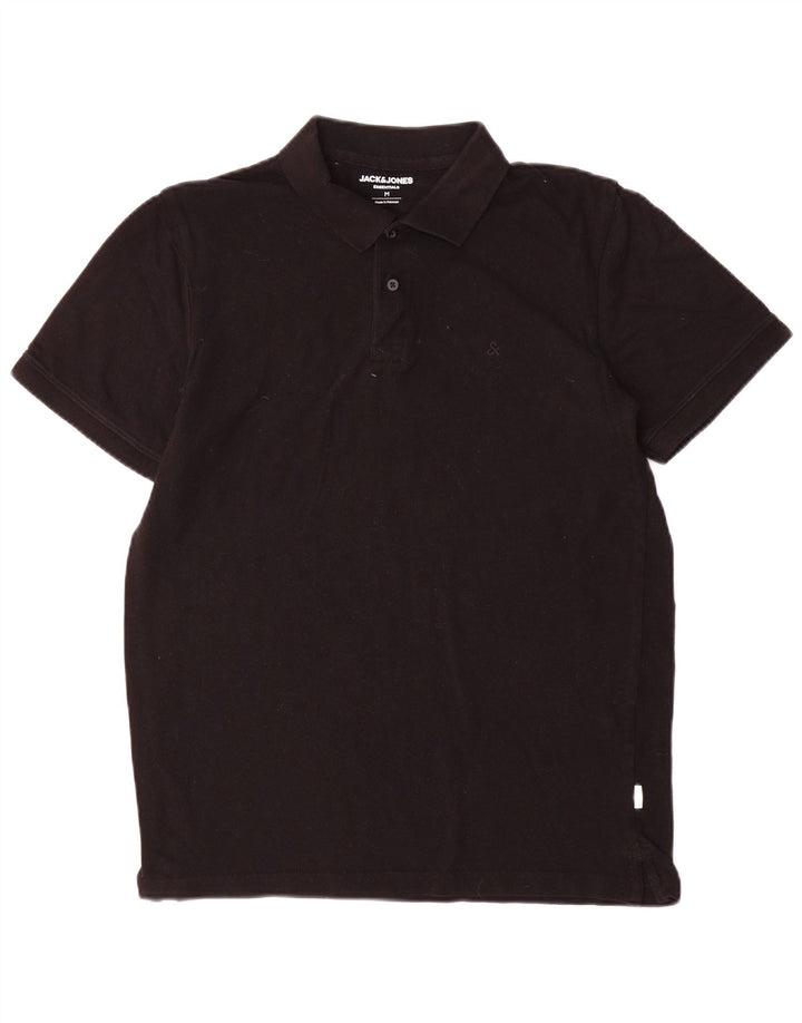 Jack & Jones Mens Polo Shirt Medium Black Cotton