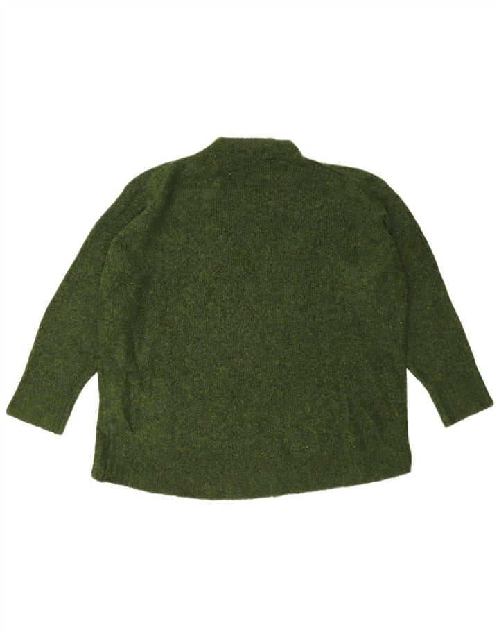 Zara Dame Oversized Crew Neck Jumper Sweater UK 14 Medium Green Flecked