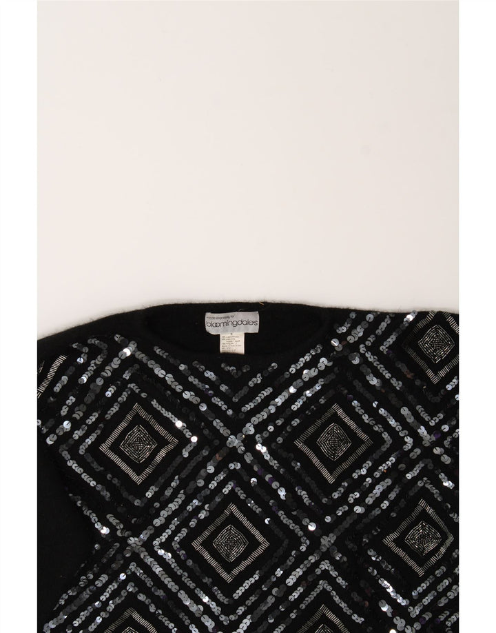 BLOOMINGDALE'S Womens Crew Neck Jumper Sweater UK 10 Small Black Vintage Bloomingdale's and Second-Hand Bloomingdale's from Messina Hembry 