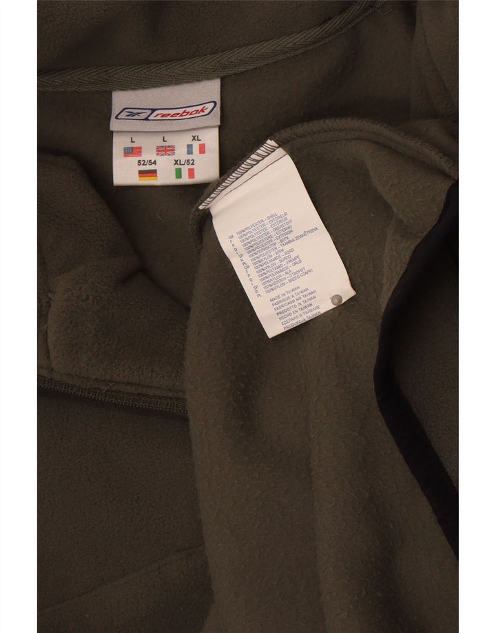 Maglione in pile Reebok da uomo con zip e collo, grande, in poliestere kaki