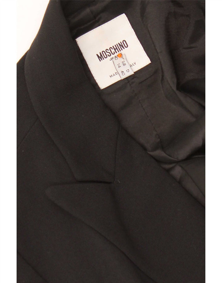 Moschino Dame 1 Knap Blazer Jacket UK 14 Medium Sort Polyester