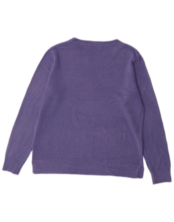 Marks & Spencer Womens Boat Neck Jumper Sweater UK 14 Large Purple Acrylic
