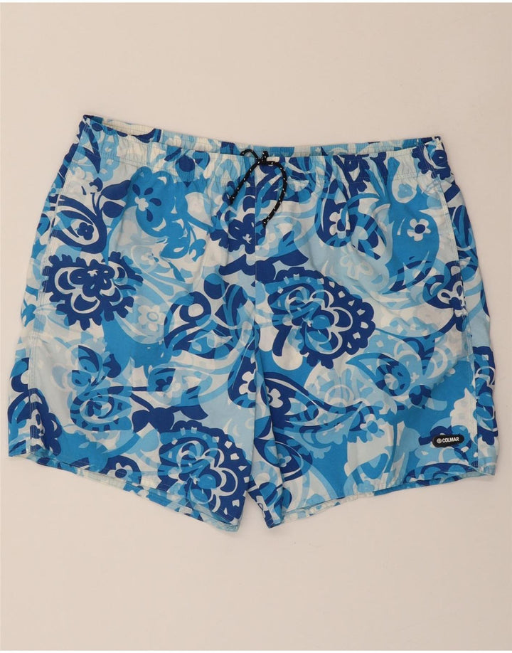 COLMAR Mens Swimming Shorts IT 56 XL  Blue Floral Polyamide Vintage Colmar and Second-Hand Colmar from Messina Hembry 