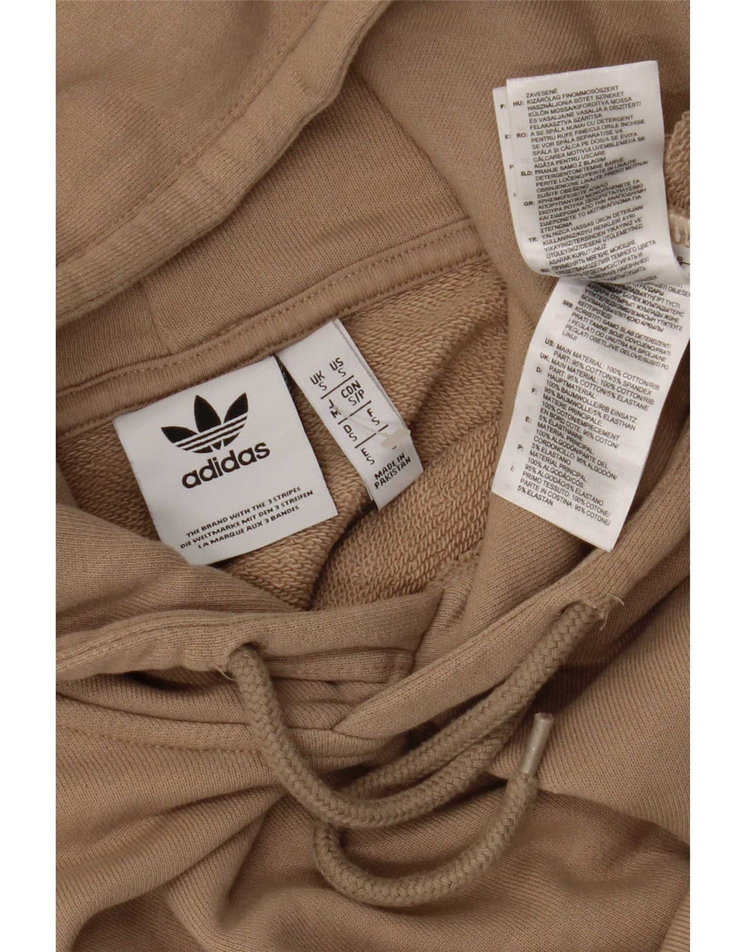 Adidas Mens Hoodie Jumper Small Brown Cotton