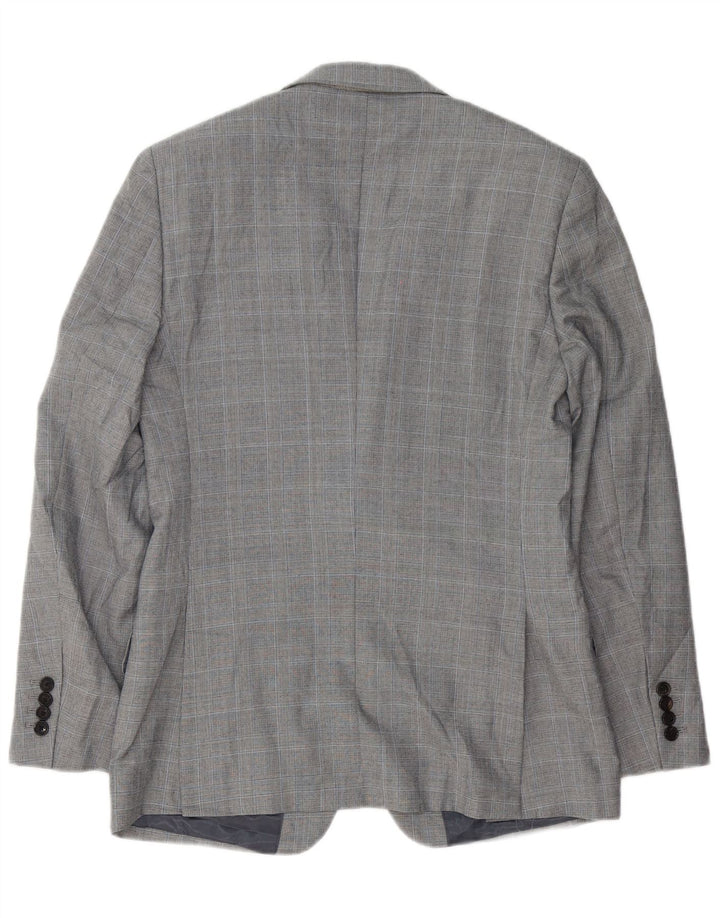 Reiss Mens 1 Button Blazer Jacket UK 36 Small Grey Check