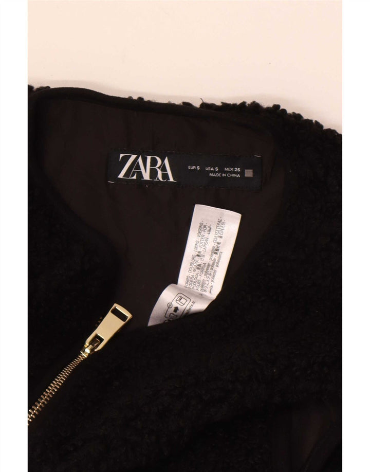 Zara Womens Oversized Fleece Gilet UK 10 Pequeno Poliéster Preto