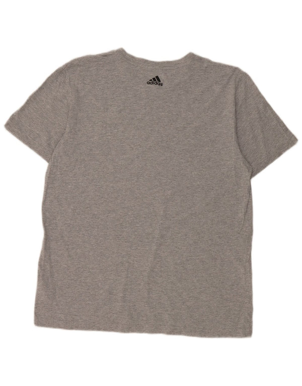 T-shirt grafica da uomo Adidas Top grande in cotone grigio