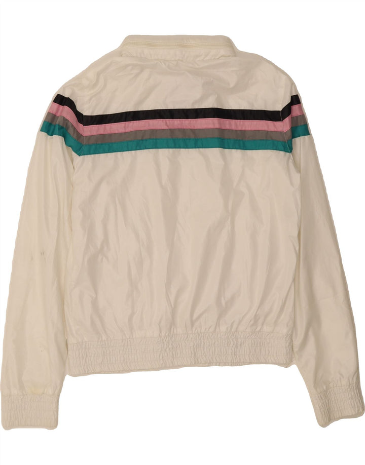 PULL & BEAR Womens Hooded Tracksuit Top Jacket UK 16 Large White Striped Vintage Pull & Bear and Second-Hand Pull & Bear from Messina Hembry 