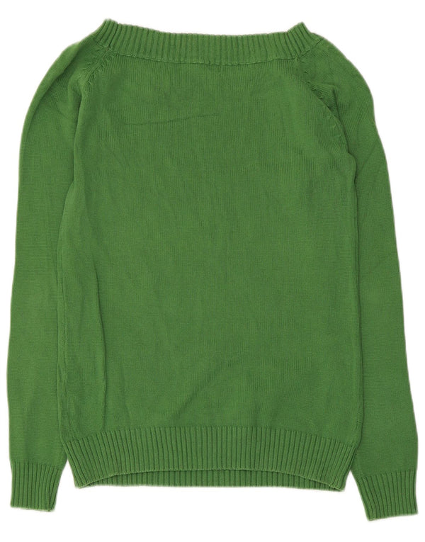 Zara Damen-Pullover mit U-Boot-Ausschnitt, UK-Größe 44, Größe L, grüne Baumwolle
