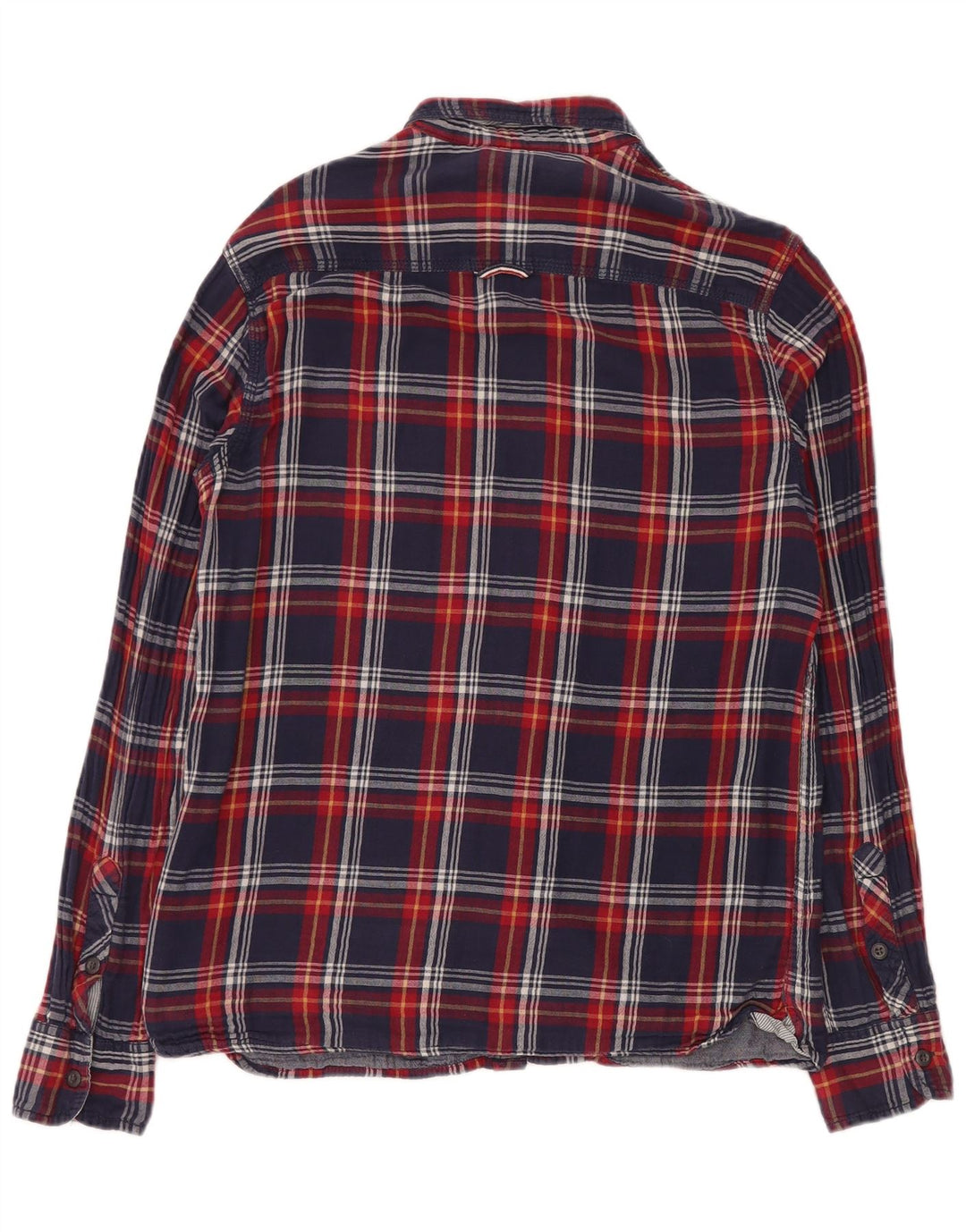 TOMMY HILFIGER Mens Flannel Shirt Large Navy Blue Check Cotton
