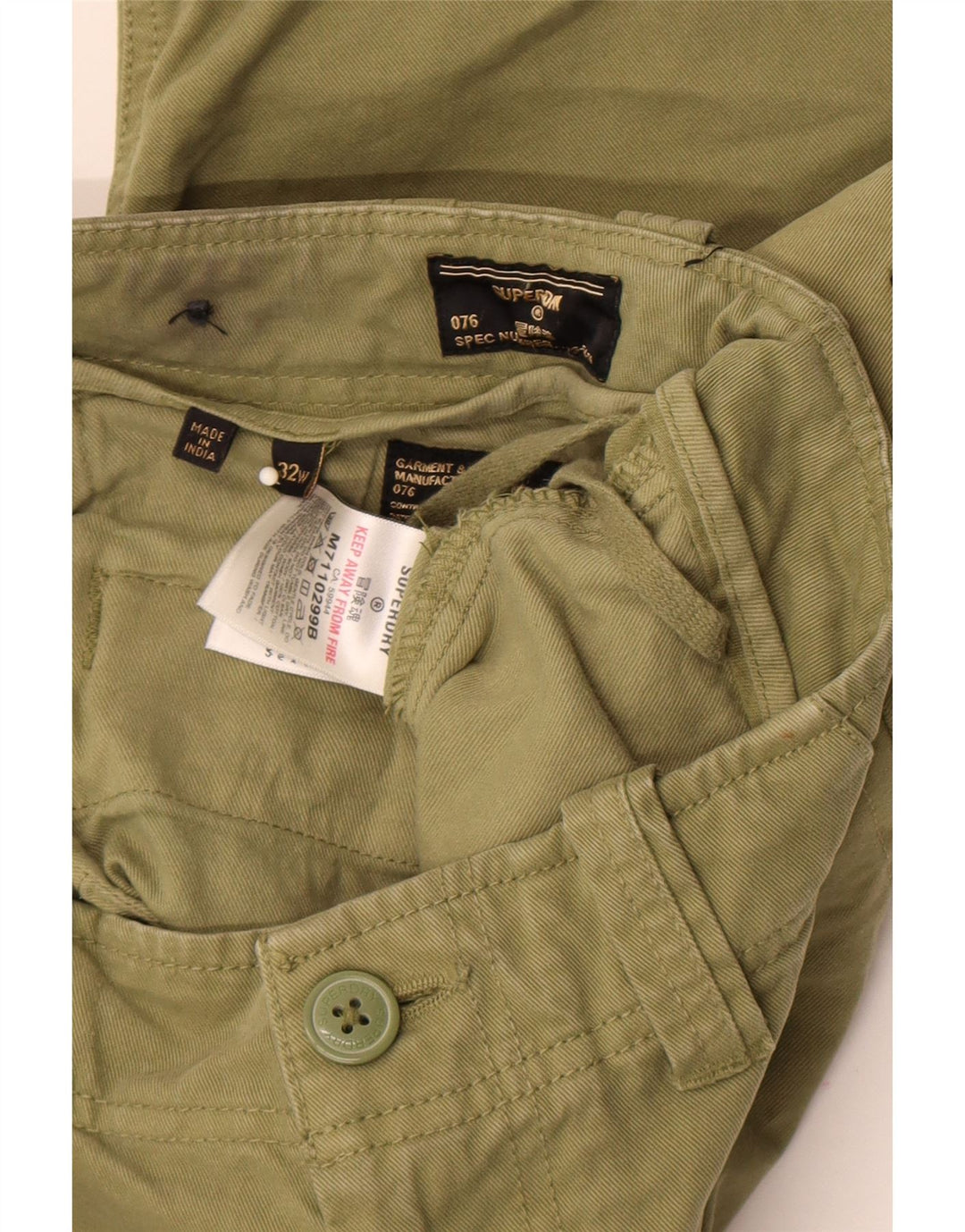 Superdry Mens Cargo Shorts W32 Medium Khaki Cotton