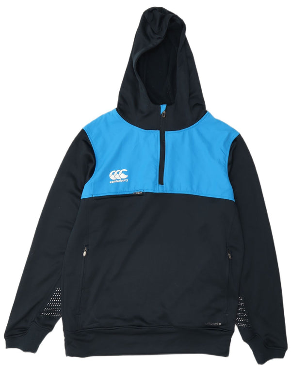 Suéter masculino Canterbury com capuz e gola com zíper, bloco colorido azul marinho médio