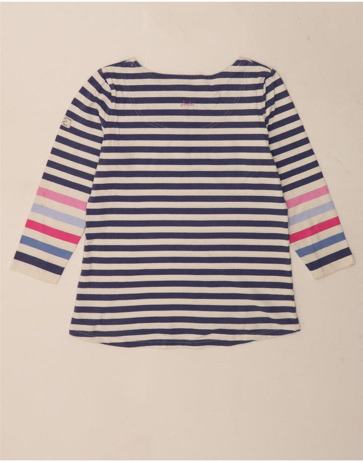 Joules Womens Regular Top 3/4 Sleeve UK 12 Medium Blue Striped Cotton