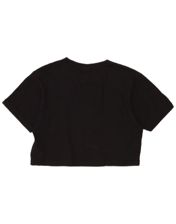 Tricou cu grafică cu crop largă pentru femei Ellesse, UK 6 XS, bumbac negru