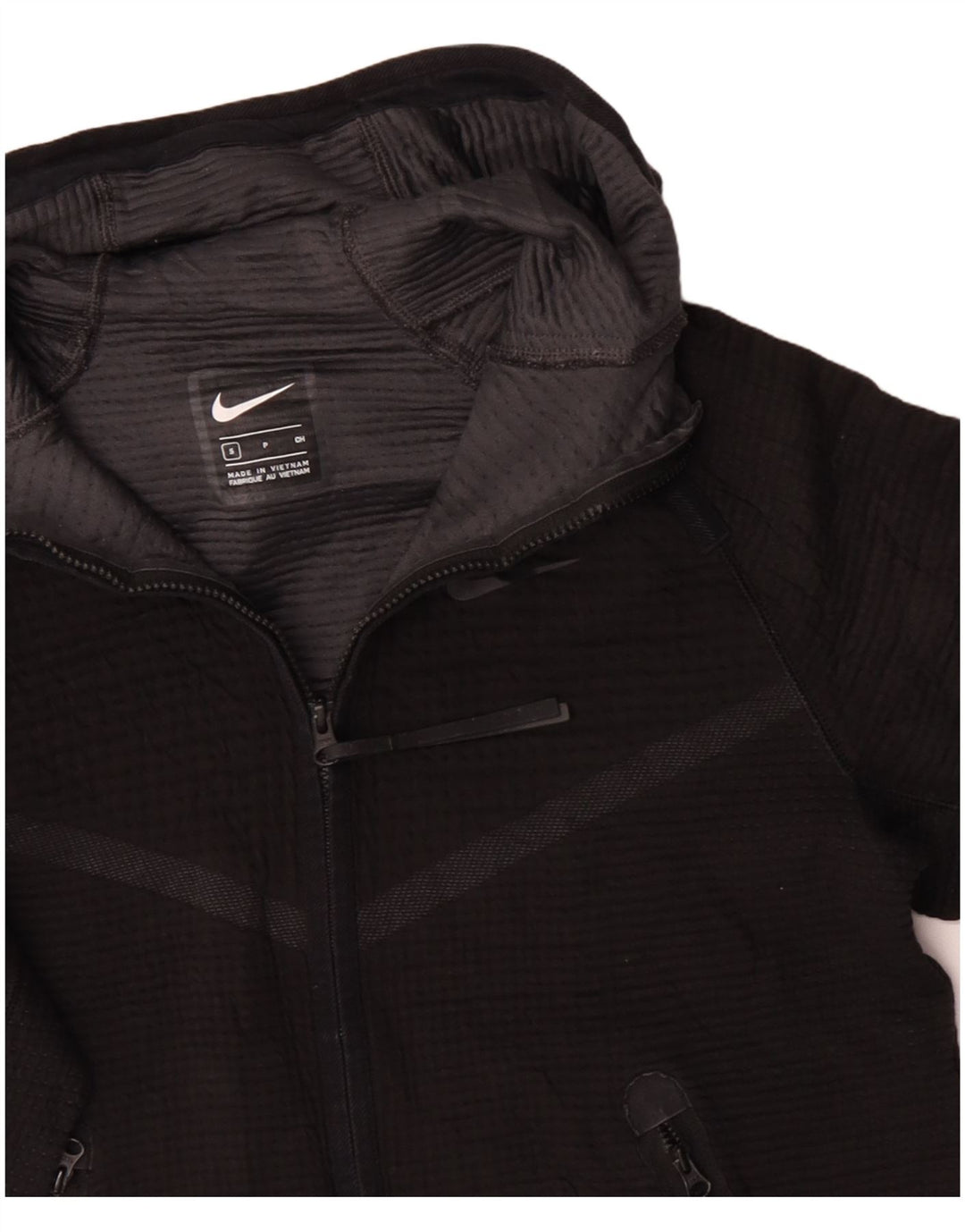 NIKE Mens Zip Hoodie Sweater Small Black Polyester