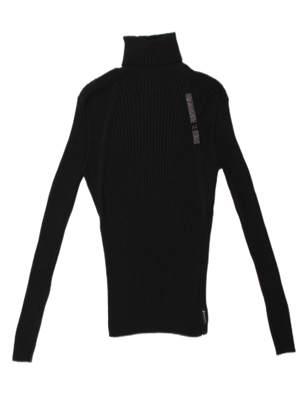 ARMANI JEANS Womens Roll Neck Jumper Sweater EU 48 2XL Black Vintage Armani Jeans and Second-Hand Armani Jeans from Messina Hembry 