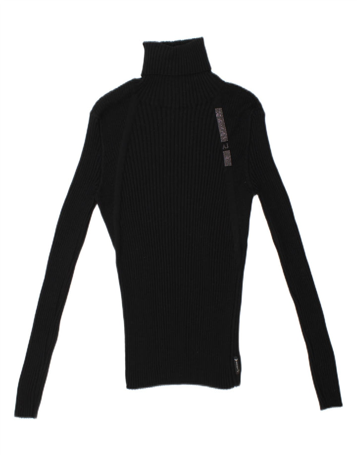ARMANI JEANS Womens Roll Neck Jumper Sweater EU 48 2XL Black Vintage Armani Jeans and Second-Hand Armani Jeans from Messina Hembry 