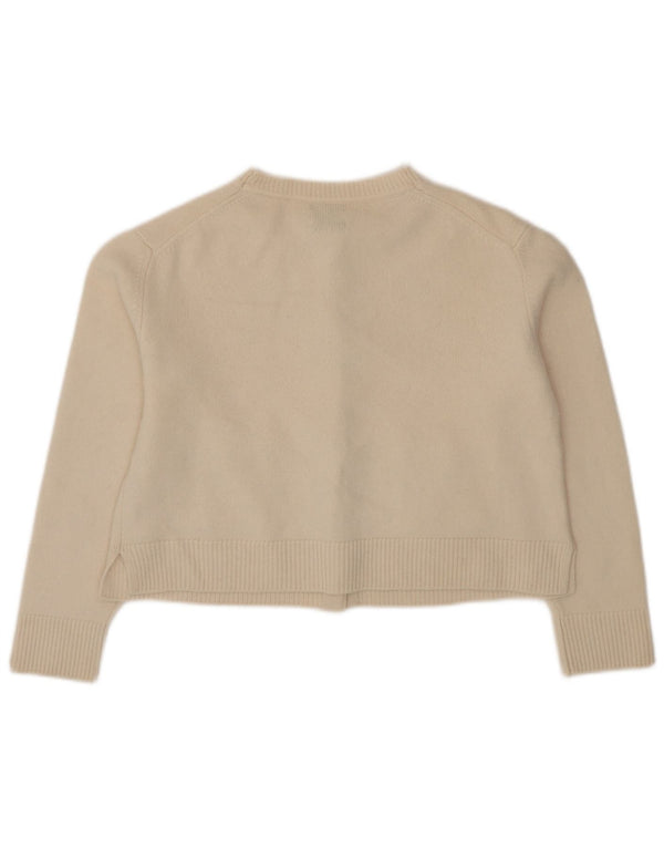 Massimo Dutti Cardigan court pour femme UK 14 laine beige moyen