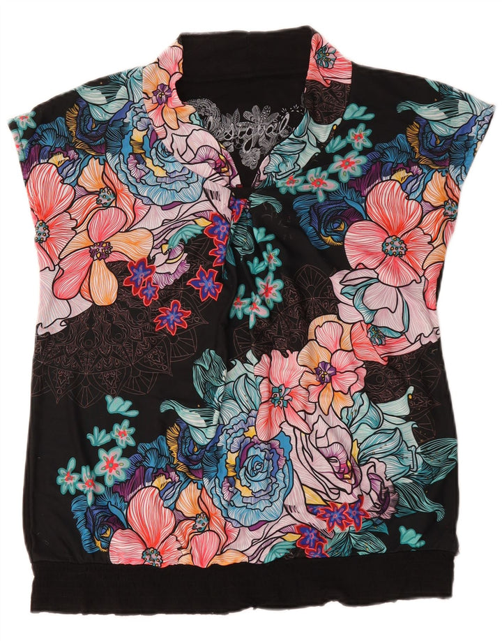 Desigual Womens Blouse Top UK 16 Large Multicoloured Floral Viscose