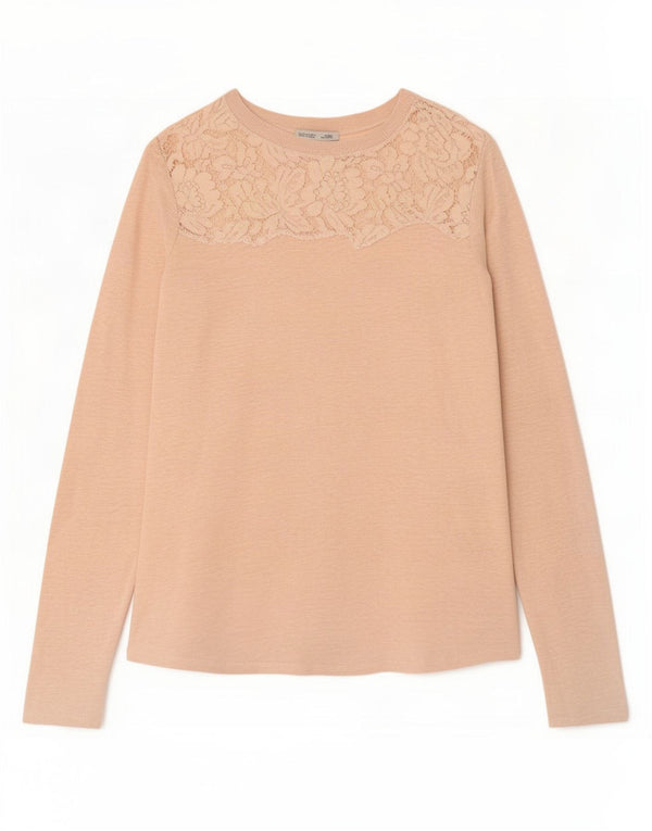 Top feminino Zara manga comprida Reino Unido 14 grande rosa floral