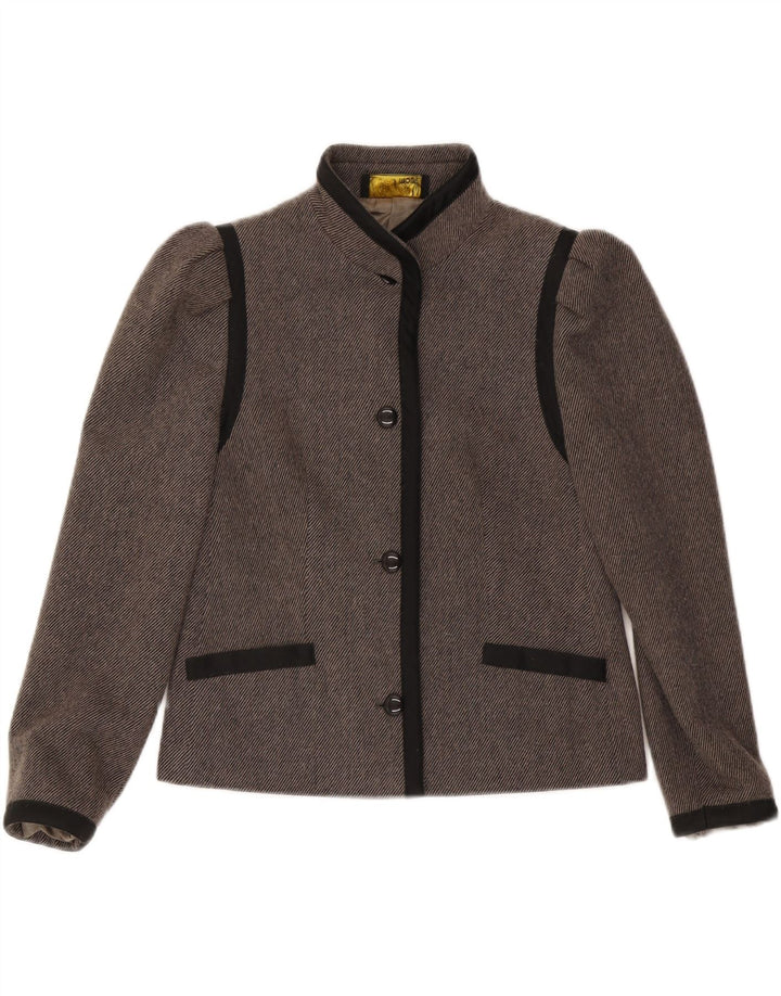 Giacca blazer vintage da donna a 4 bottoni UK 36 Small Grey Colourblock