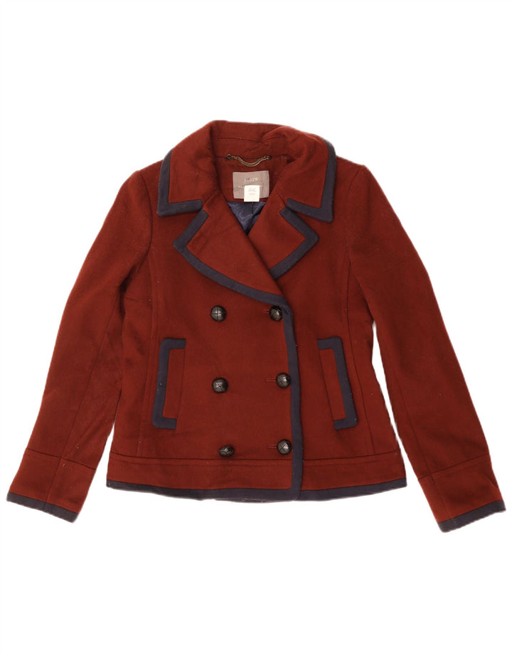 J. Crew Womens Oversized Pea Coat US 2 XS Maroon Wool