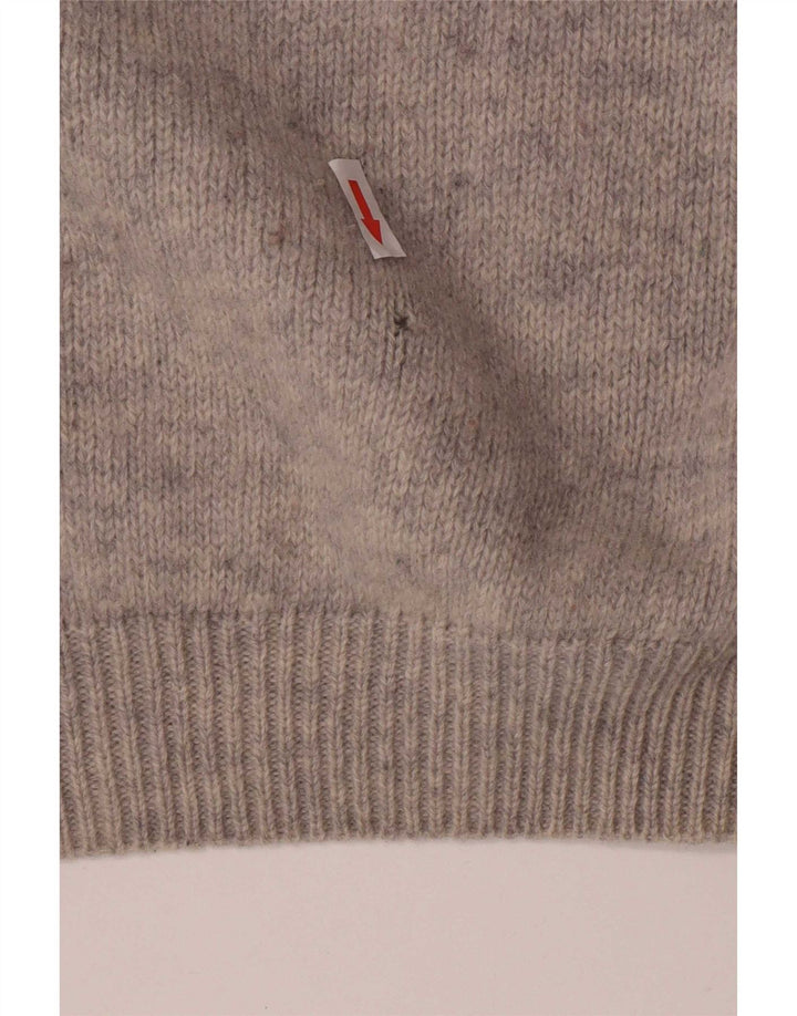 Sisley Mens Graphic Roll Neck Jumper Sweater XL Grey Colourblock Wool