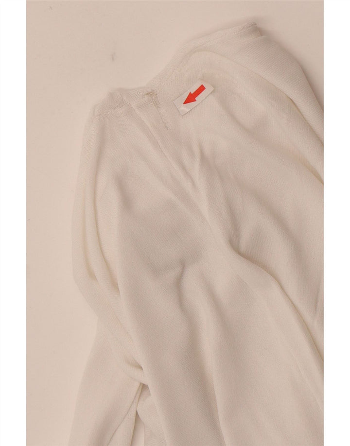 Zara Mujer Top Transparente Manga Larga UK 42 Viscosa Blanca Mediana