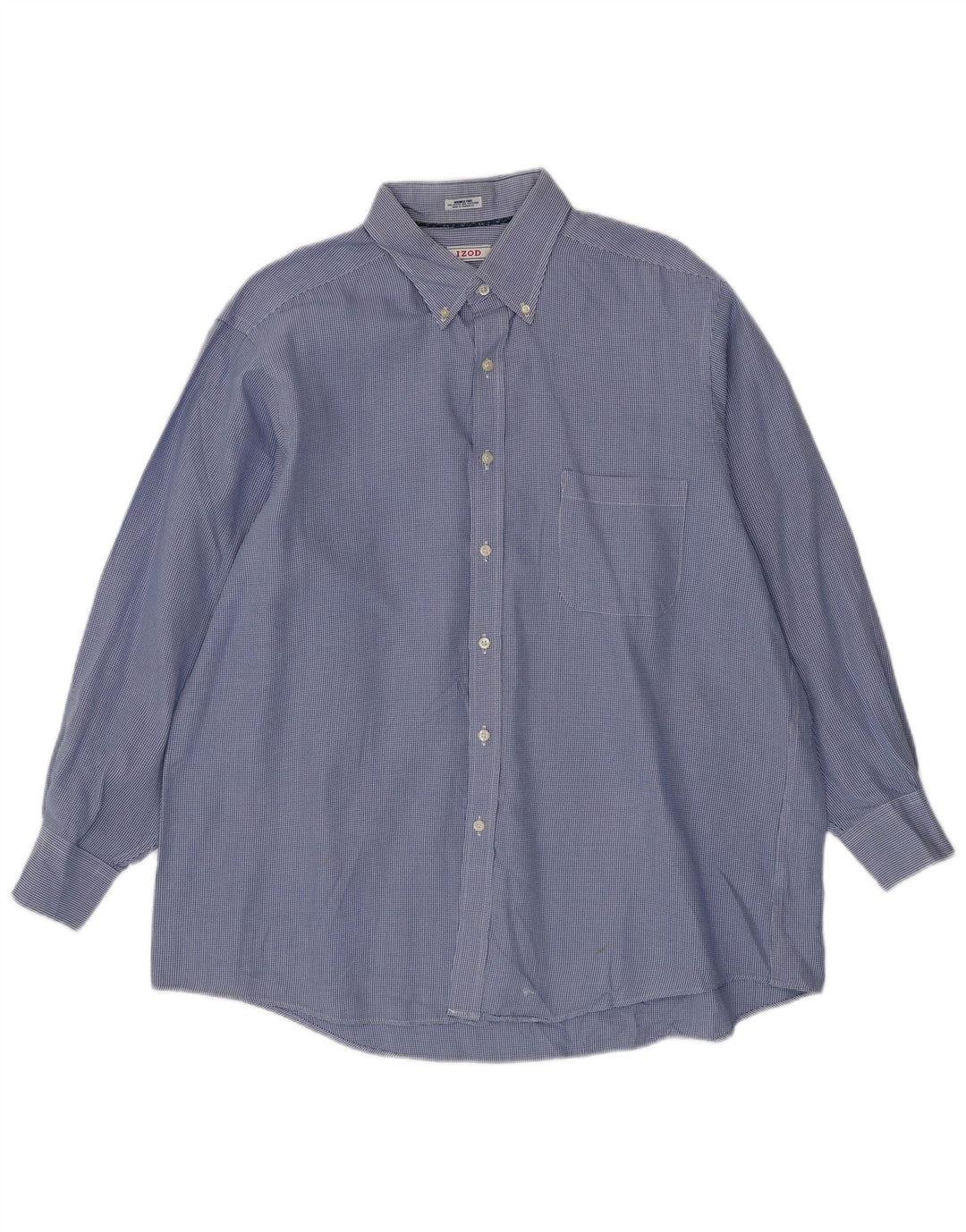 Izod Mens Checked  Regular Fit Shirt Size 17 XL Blue Houndstooth Cotton