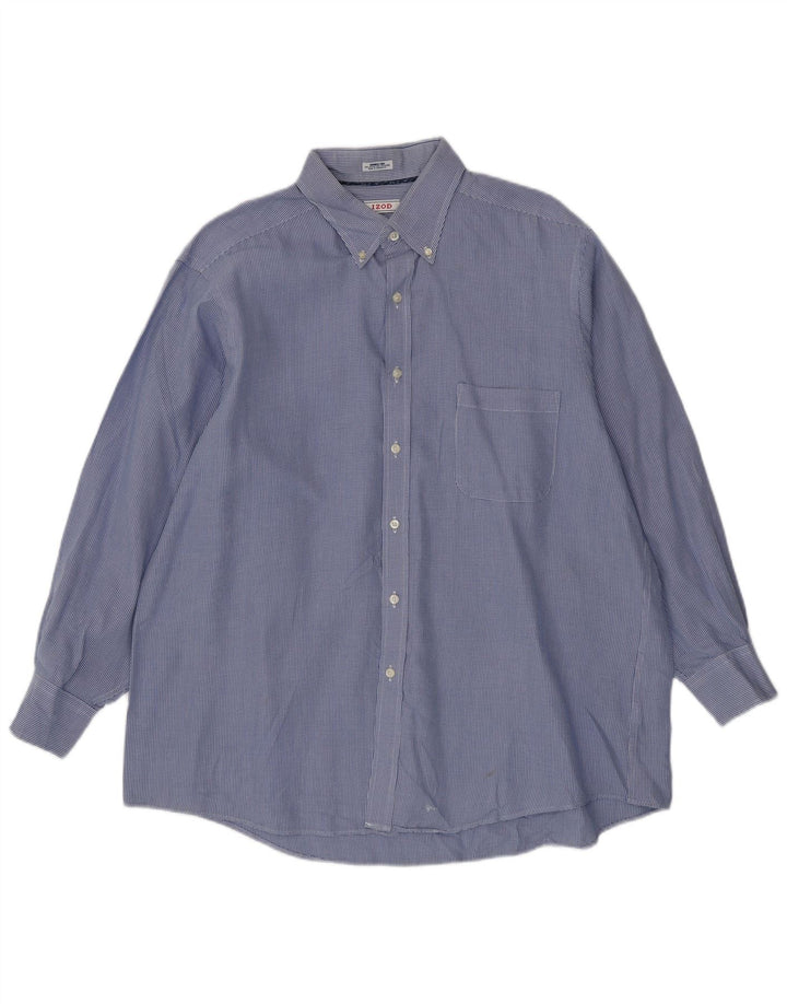 Izod Mens Checked  Regular Fit Shirt Size 17 XL Blue Houndstooth Cotton