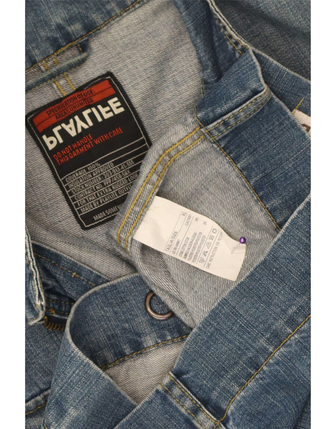 Playlife Mens Denim Jacket UK 42 XL Blue Cotton