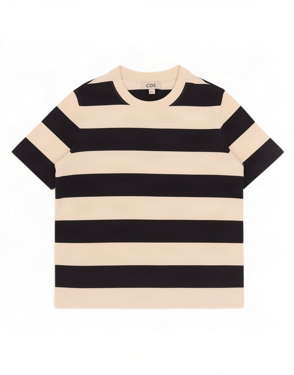 T-shirt damski Cos Top UK 14, bawełna w średnie czarne paski