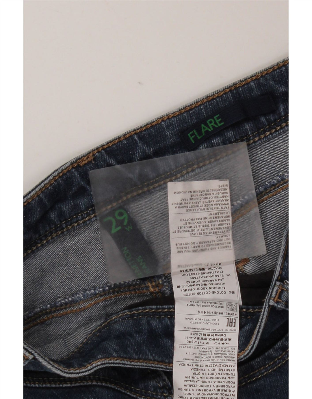Benetton Womens Flared Jeans W29 L31 Blue Cotton