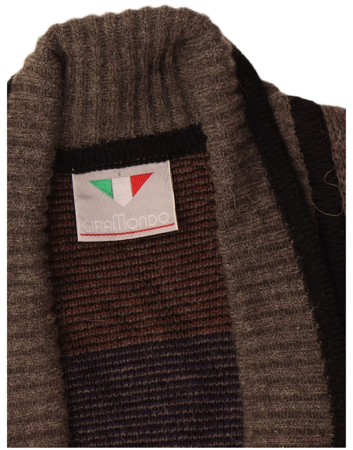 Giramondo Mens Double Breasted Cardigan Sweater IT 48 Medium Grey Geometric