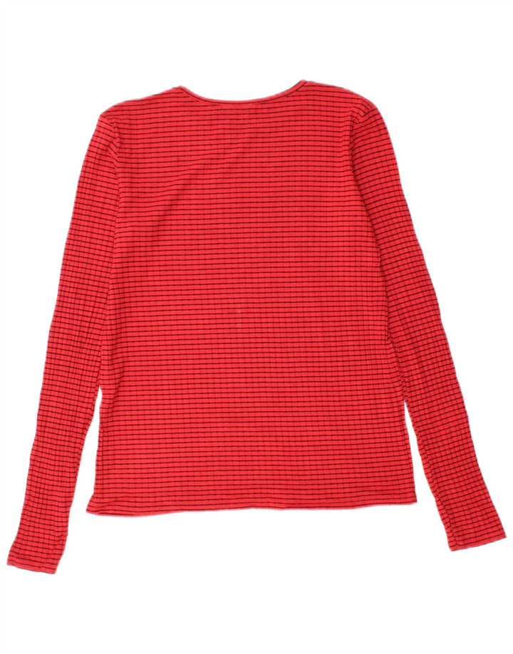ZARA Womens Top Long Sleeve UK 12 Medium Red Striped