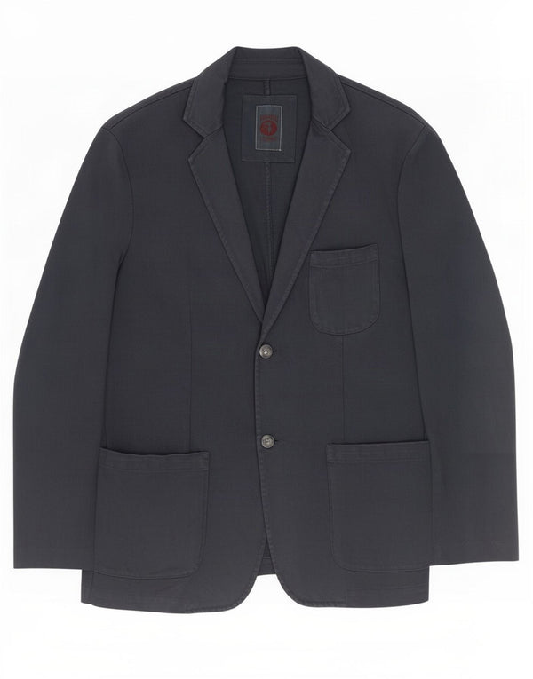 Trussardi Chaqueta tipo blazer de 2 botones para hombre EU 52 XL Azul marino Algodón