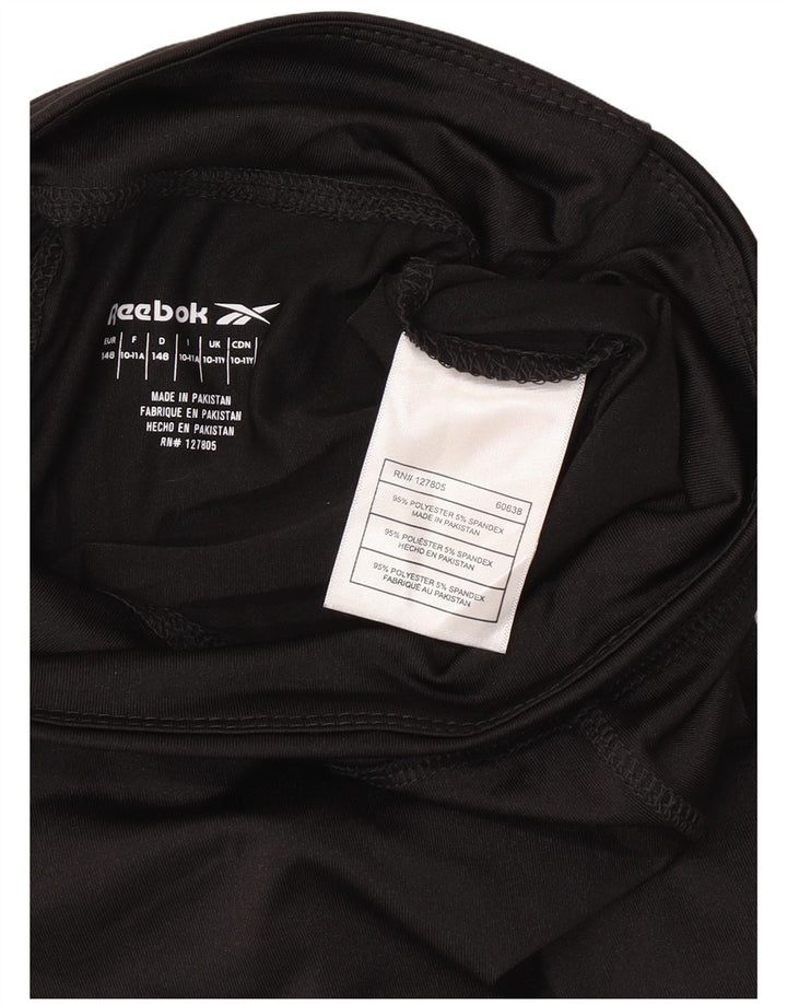 Reebok Girls Capri Graphic Leggings 10-11 Years Black Polyester
