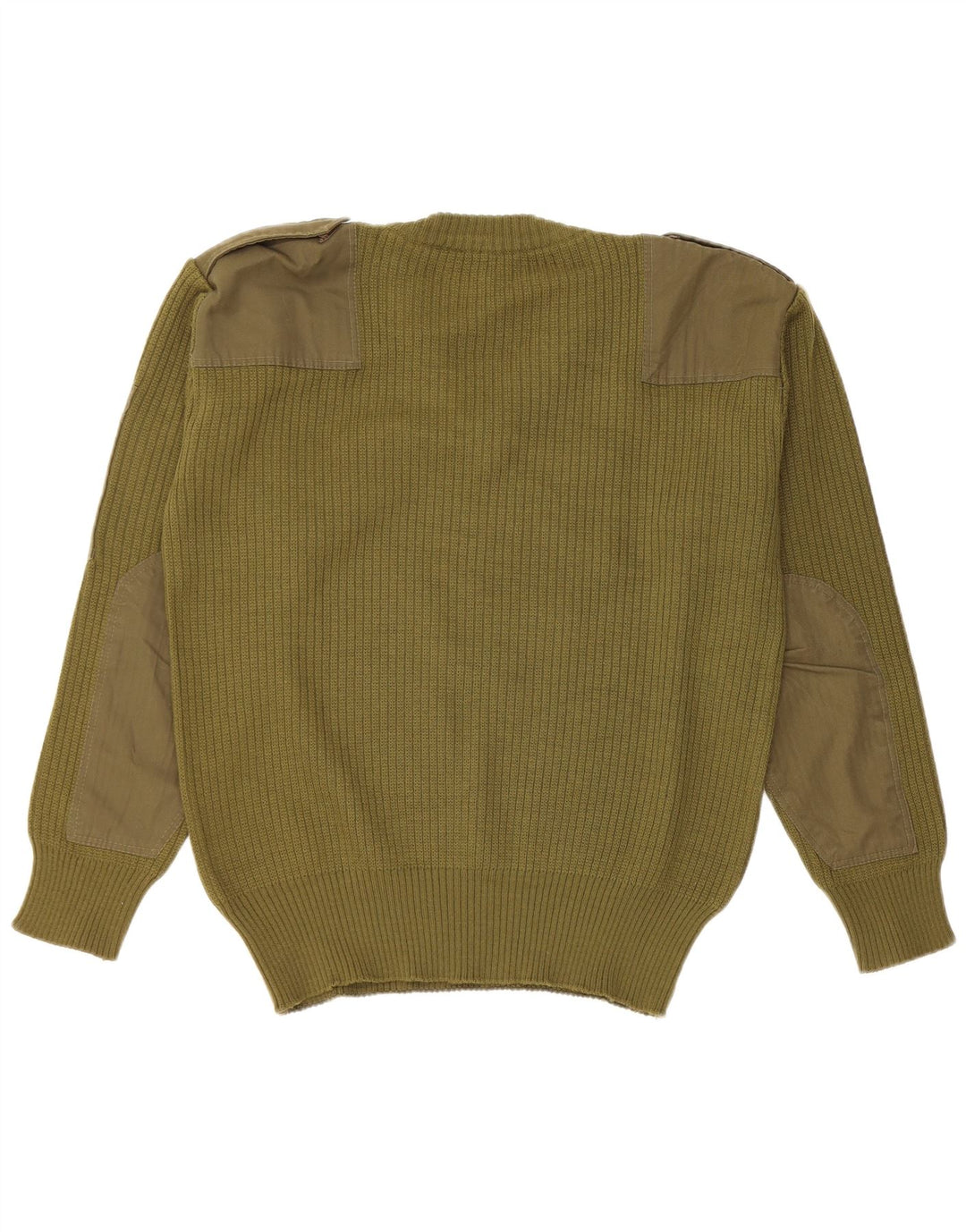 Vintage Mens Military V-Neck Jumper Sweater Medium Khaki