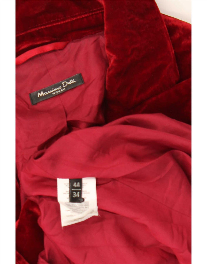 Massimo Dutti Dame 1 Knap Velvet Blazer Jacket EU 44 XL Rød Viscose